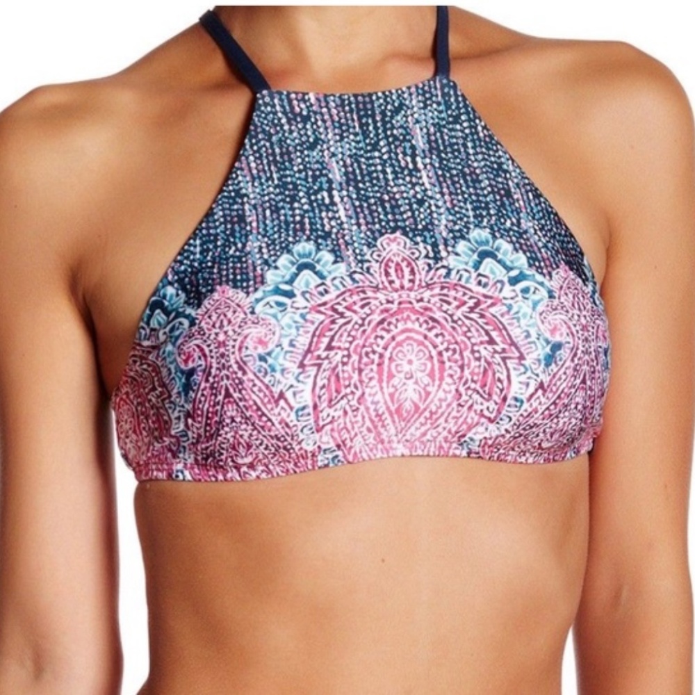 TOP&BOTTOM Lucky Brand Bikini Hipster Midnight Pink Paisley in Medium
